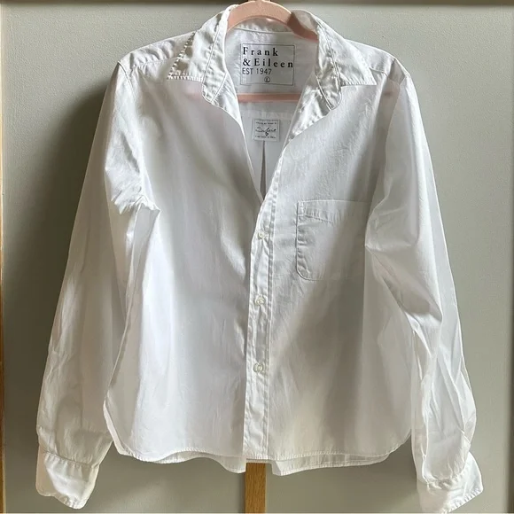Frank & Eileen Silvio White L Collared Shirt Minimalist Quiet Luxury Capsule - Picture 3 of 10